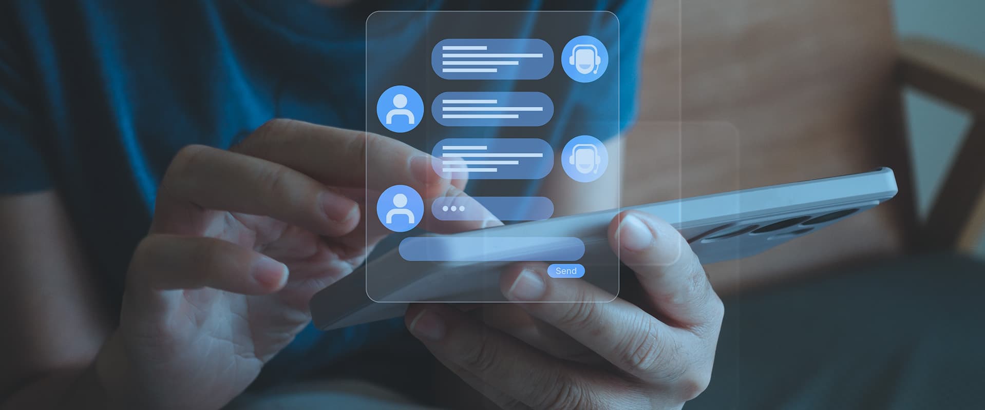 Person using a phone to chat with AI